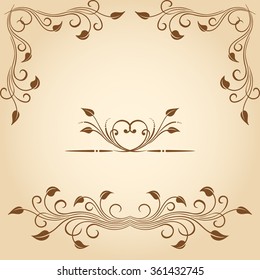 Vector set of floral decorative elements for design.