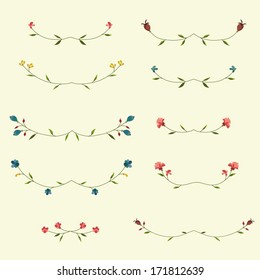 Vector set of floral elements 