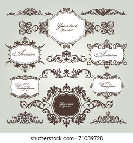 vector set of floral elements