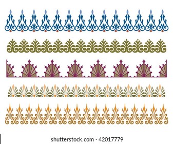 vector set of floral elements as border or dividers