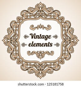 Vector set of floral elements. Ornamental pattern for frames and borders. Vintage style