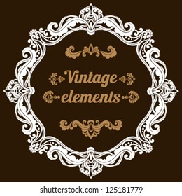 Vector set of floral elements. Ornamental pattern for frames and borders. Vintage style