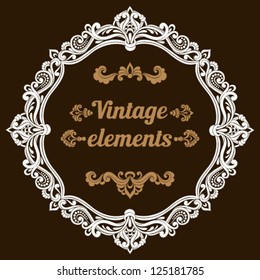 Vector set of floral elements. Ornamental pattern for frames and borders. Vintage style