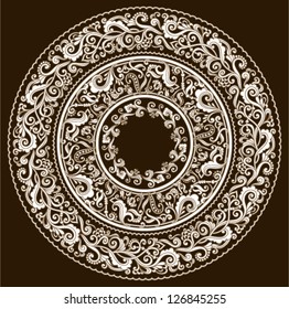 Vector set of floral elements. Ornamental pattern for frames and borders. Vintage style