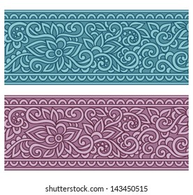 Vector set of floral elements. Seamless pattern for frames and borders