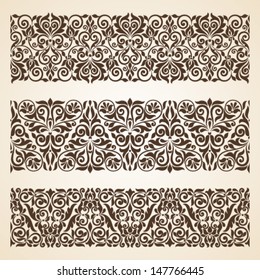 Vector set of floral elements. Seamless pattern for frames and borders