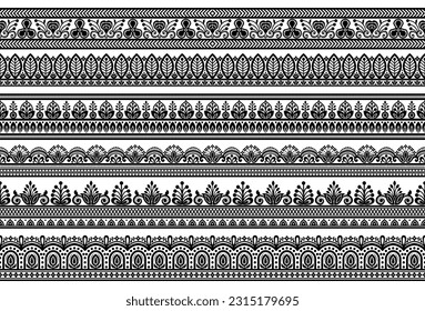 Vector set of floral elements. Seamless pattern for frames and borders. Used pattern brushes included.