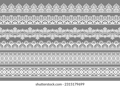 Vector set of floral elements. Seamless pattern for frames and borders. Used pattern brushes included.