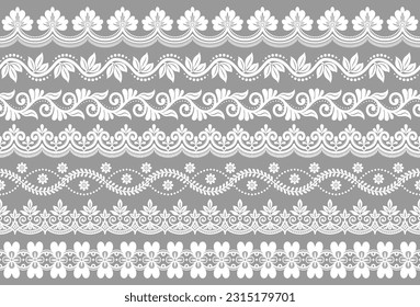 Vector set of floral elements. Seamless pattern for frames and borders. Used pattern brushes included.