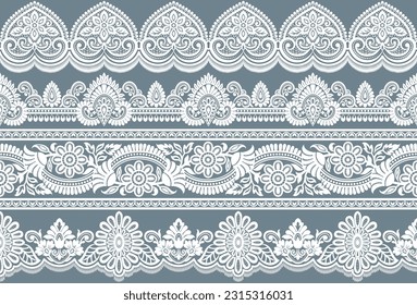 Vector set of floral elements. Seamless pattern for frames and borders. Used pattern brushes included.