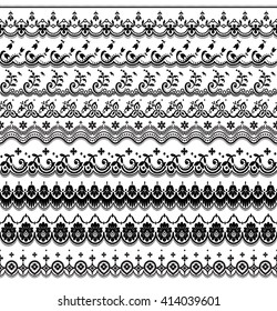 Vector set of floral elements. Seamless pattern for frames and borders. Used pattern brushes included.