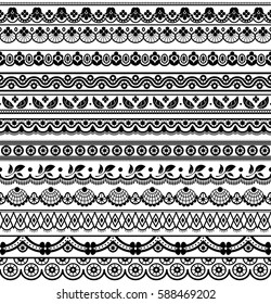 Vector set of floral elements. Seamless pattern for frames and borders. Used pattern brushes included.