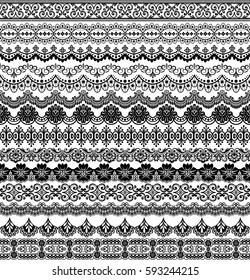 Vector set of floral elements. Seamless pattern for frames and borders. Used pattern brushes included.