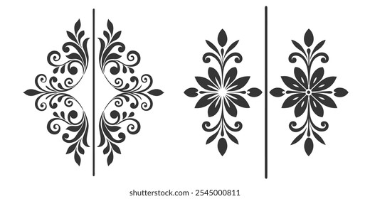 Vector set of floral elements and white background	