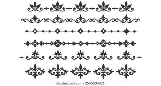 Vector set of floral elements and white background	