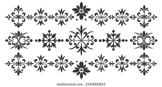 Vector set of floral elements and white background	