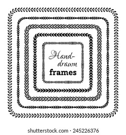 Vector set of floral frames. Vector set of floral frames. All used pattern brushes included. Black and white illustration.