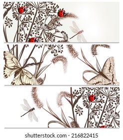 Vector set of floral hand drawn brochures for design