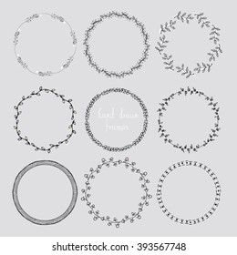 vector set of floral hand drawn frames