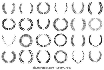 Un conjunto vectorial de bordes de flores de laurel