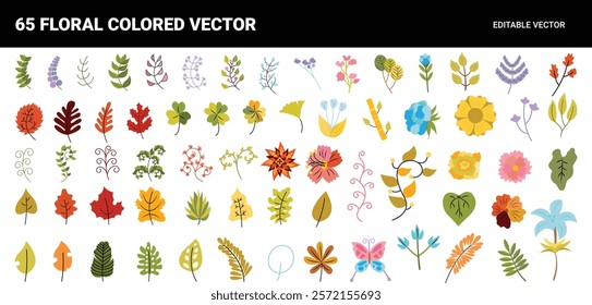 Vector Set of Floral Leaves Illustration for Beautiful Decorative Elements