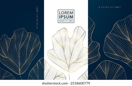 Vector set of floral line luxury labels, art deco floral gold design ornaments. Wine, coffee, chocolate, perfume or jewelry package, vintage elegant borders