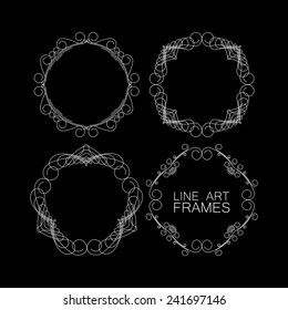 vector set of floral monogram frames. line art elements for design