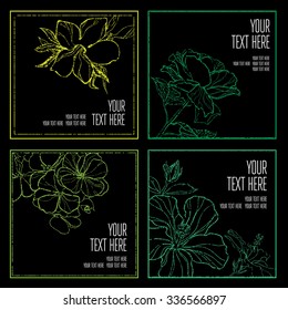 Vector set of floral natural grunge frame background