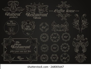 Vector set of floral ornament decorations and label templates