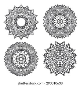 Vector set floral ornament pattern various shapes
