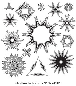 Vector set floral ornament pattern various shapes