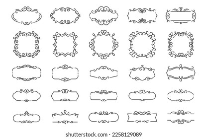 Vector set of floral ornaments elements for page decoration and  design. Floral Frame.