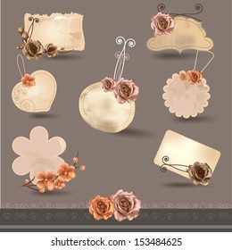 vector set floral paper banners