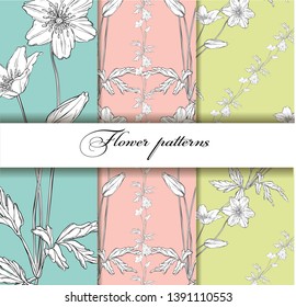 vector set of floral floral patterns