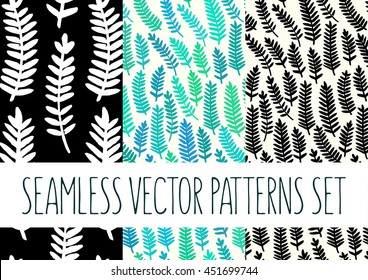 Vector set of floral patterns with leafs