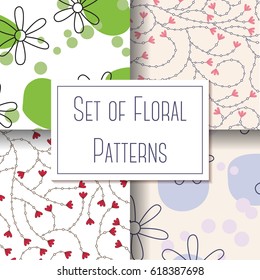 Vector set of floral patterns, using clipping mask