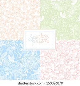 vector set of floral  seamless patterns