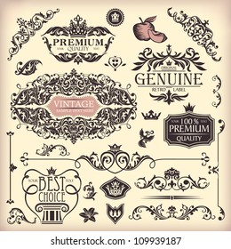 vector set of floral vintage elements