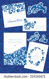 Vector set of floral vintage invitations and stickers