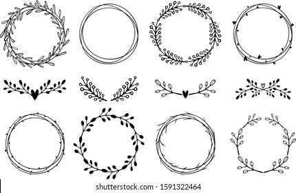 Vector Set Floral Wreaths Round Frames Stock Vector (Royalty Free ...