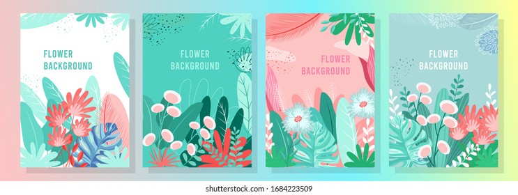 Vector set flower background, Nature background, banner, cover, templates, posters.