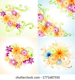 Vector set of flower backgrounds.