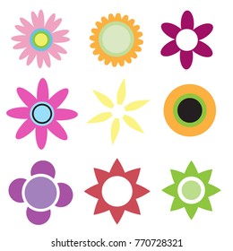 Vector set of flower on white