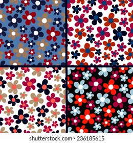 Vector set of flower pattern. Classical ditsy elegant floral seamless pattern.Vector background. Endless pattern for invitations, greeting cards, scrapbooking, print, gift wrap, manufacturing.