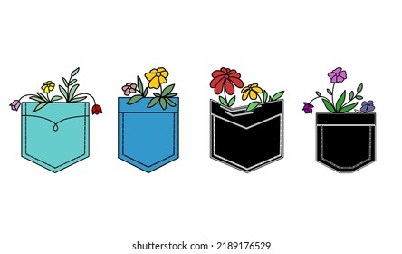 Vector Set Flower in a Pocket Illustrations 