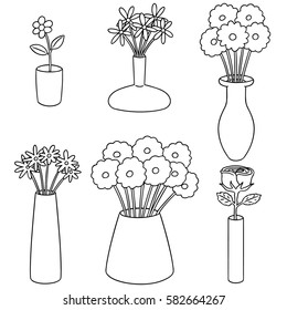 vector set of flower vase