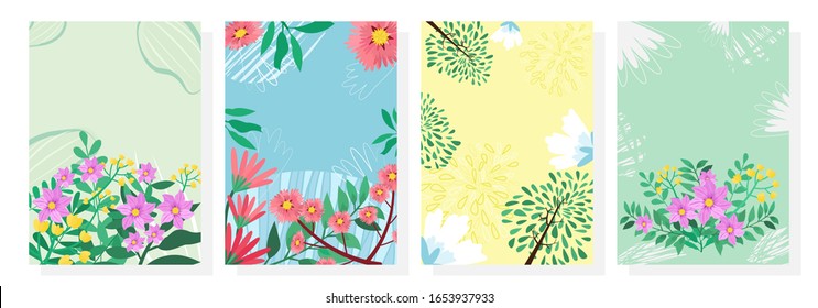 Vector ambientado flores fondo, Fondo natural, banner, portada, plantillas, afiches.