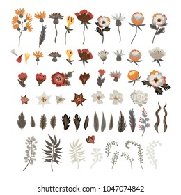 Vector set of flowers. Excellent for the design of postcards, posters, stickers and so on.