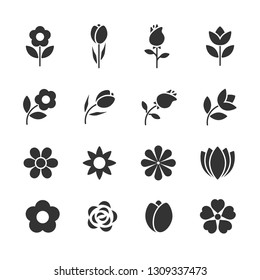Vector set of flowers icons.