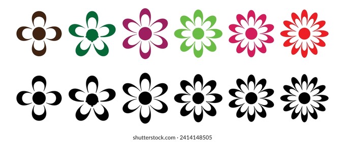 Vector set of flowers isolated on white background..